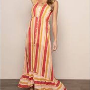 Sage The Label Orange and Pink Sleeveless Maxi Sundress